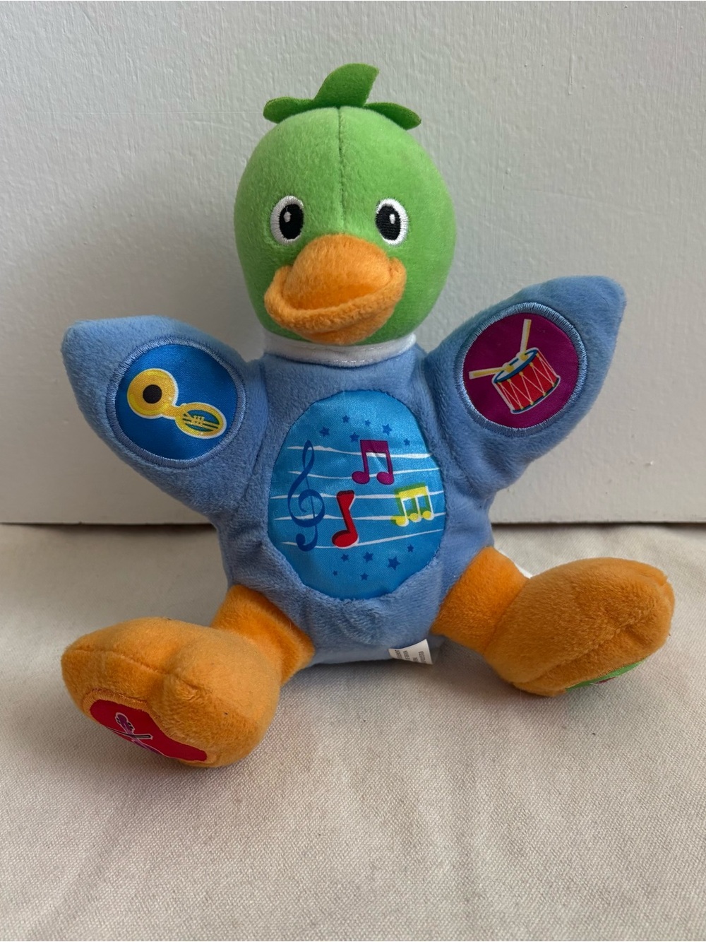 Baby Einstein Musical Duck Plush Baby Toy Blue/Green/Orange WORKS